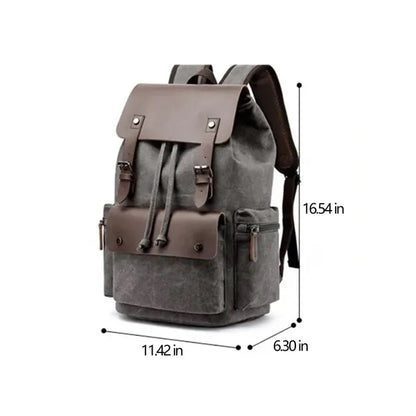 Multifunctional Vintage Canvas PU Leather Travel Backpacks