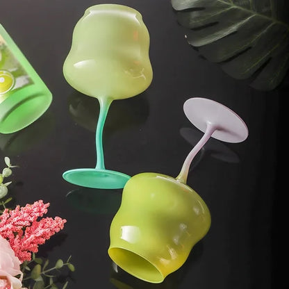 Cute colored dessert cocktail goblet twist rose wine glass
