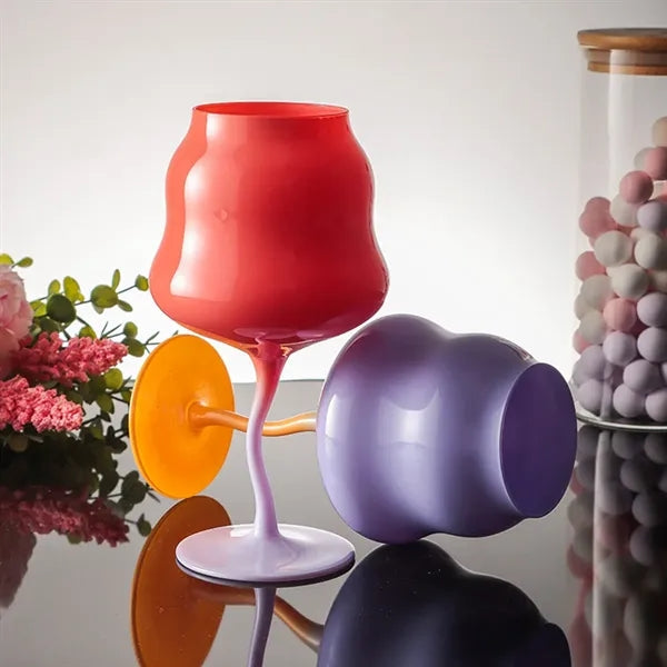 Cute colored dessert cocktail goblet twist rose wine glass