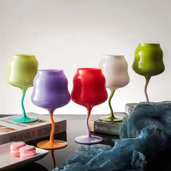 Cute colored dessert cocktail goblet twist rose wine glass