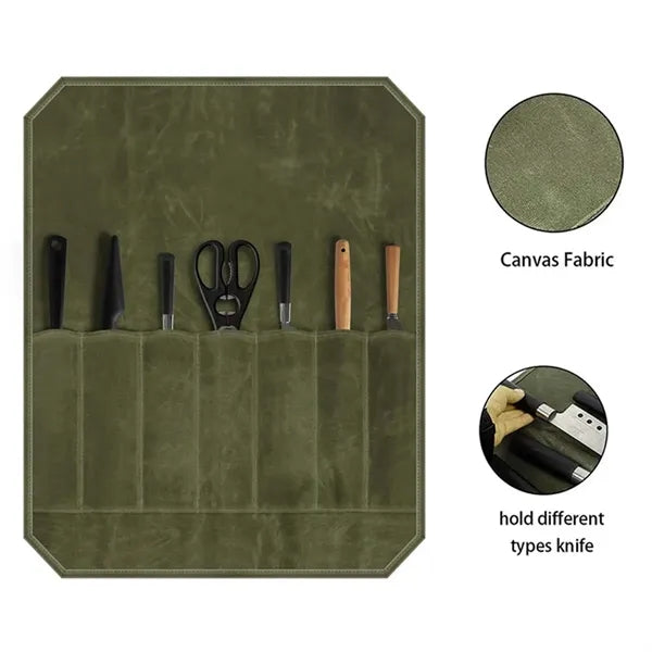 Chef Camping Portable Wet Wax Canvas Knife Storage Bag