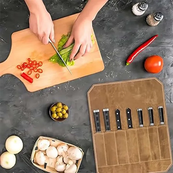 Chef Camping Portable Wet Wax Canvas Knife Storage Bag