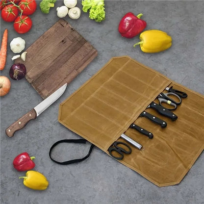 Chef Camping Portable Wet Wax Canvas Knife Storage Bag