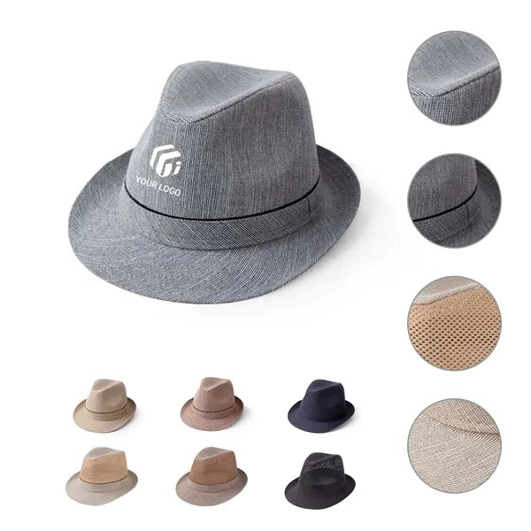 Imitation linen rolled brim jazz casual sun protection hat
