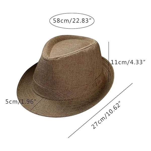 Imitation linen rolled brim jazz casual sun protection hat