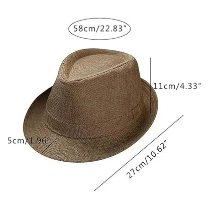 Imitation linen rolled brim jazz casual sun protection hat
