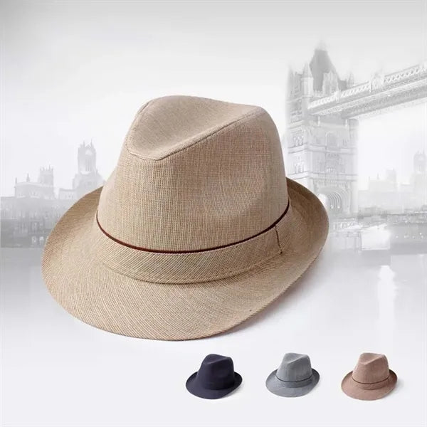 Imitation linen rolled brim jazz casual sun protection hat