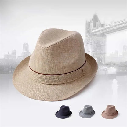 Imitation linen rolled brim jazz casual sun protection hat