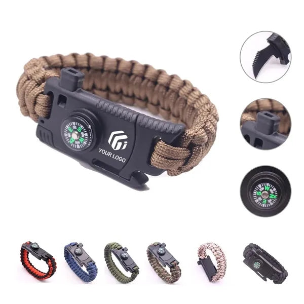Outdoor wilderness mountaineering survival paracord bracelet