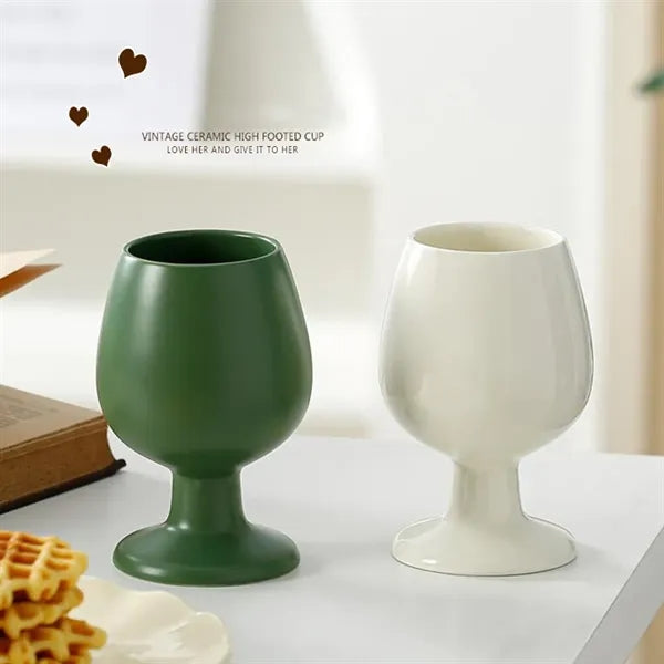 Stylish durable multipurpose high - footed ceramic cup