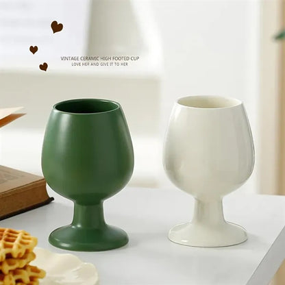 Stylish durable multipurpose high - footed ceramic cup