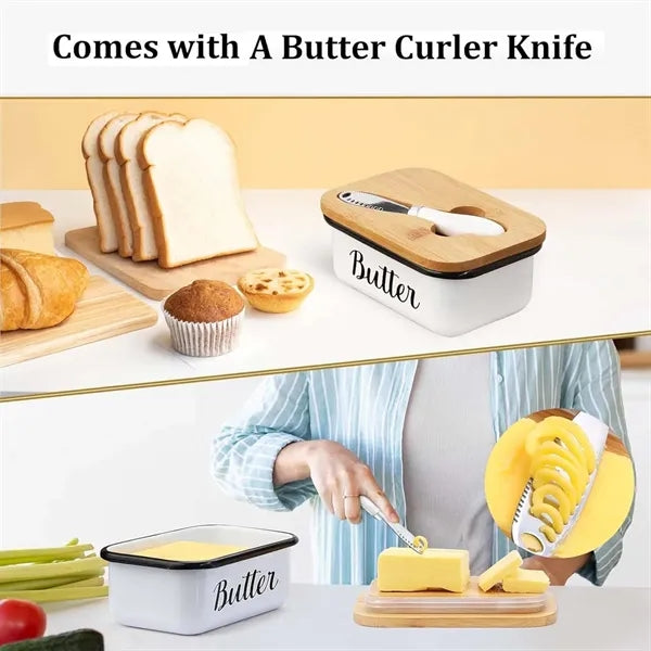 Kitchen gadget farmhouse butter dish with lid and knife