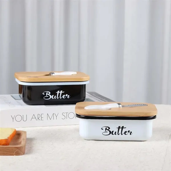Kitchen gadget farmhouse butter dish with lid and knife