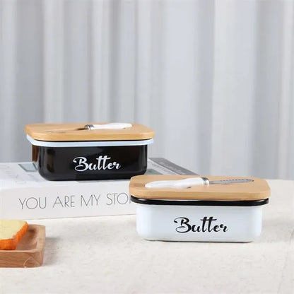 Kitchen gadget farmhouse butter dish with lid and knife