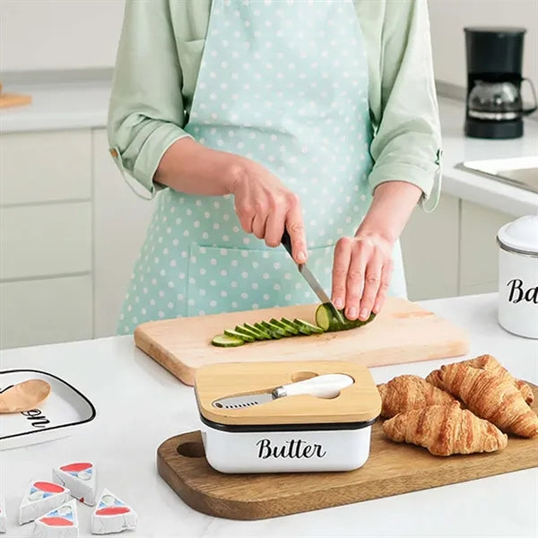 Kitchen gadget farmhouse butter dish with lid and knife