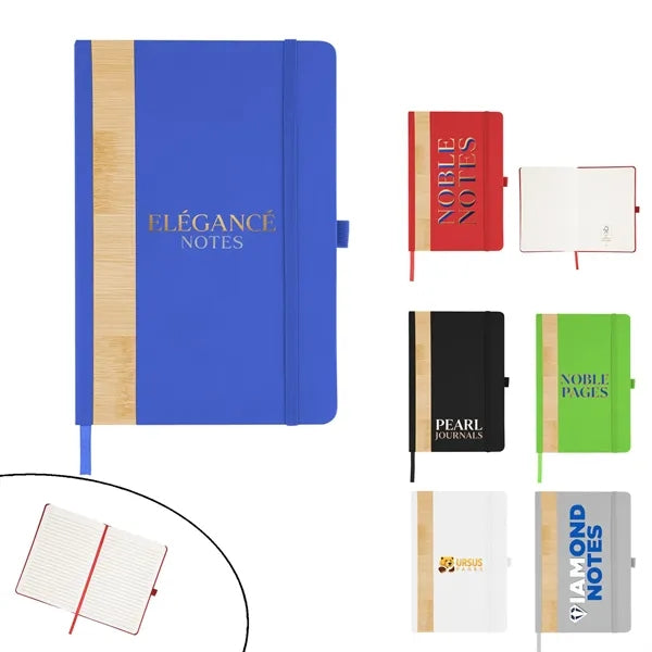 Recycled PU And Bamboo Accent Journal with Pen Loop
