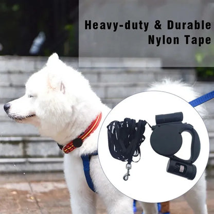 Pet items anti-slip retractable dog leash with flashlight