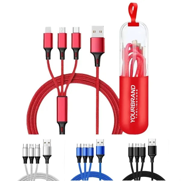 3-in-1 Multi-Charging Cable with Nylon Braided Cord