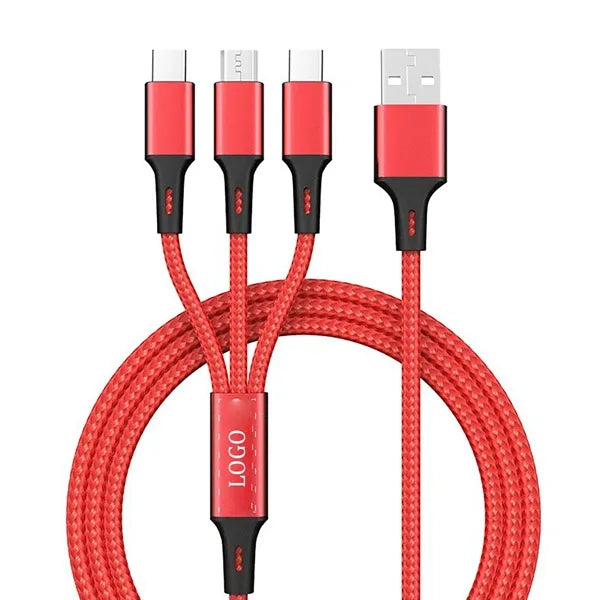 3-in-1 Multi-Charging Cable with Nylon Braided Cord