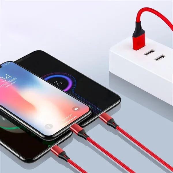 3-in-1 Multi-Charging Cable with Nylon Braided Cord