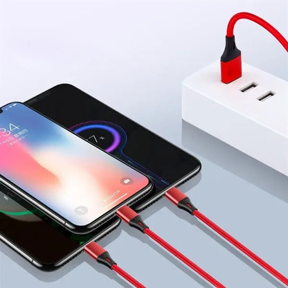 3-in-1 Multi-Charging Cable with Nylon Braided Cord