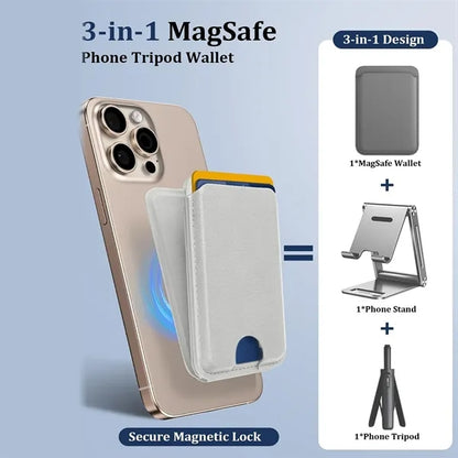 Magnetic Phone Wallet Stand with Foldable Kickstand