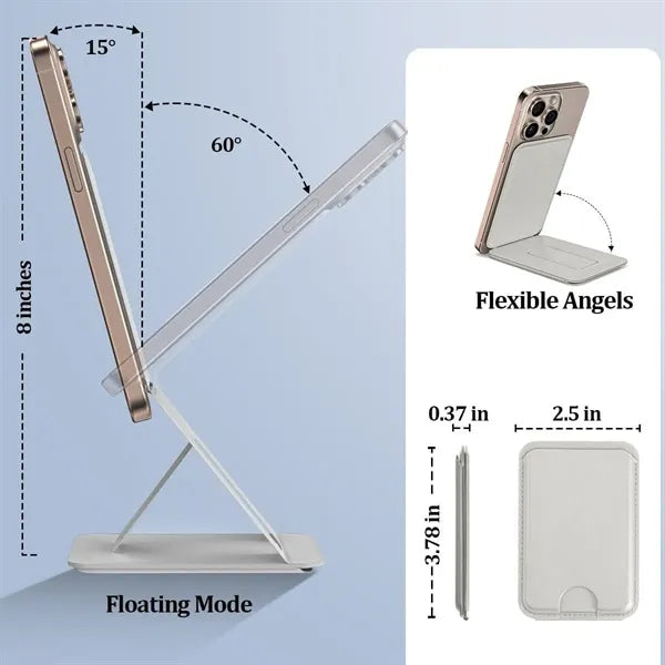 Magnetic Phone Wallet Stand with Foldable Kickstand