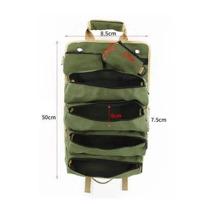 Roll-Up Tool Organizer Bag with Multiple Pockets