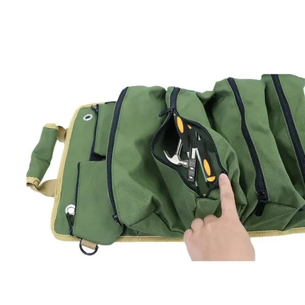 Roll-Up Tool Organizer Bag with Multiple Pockets