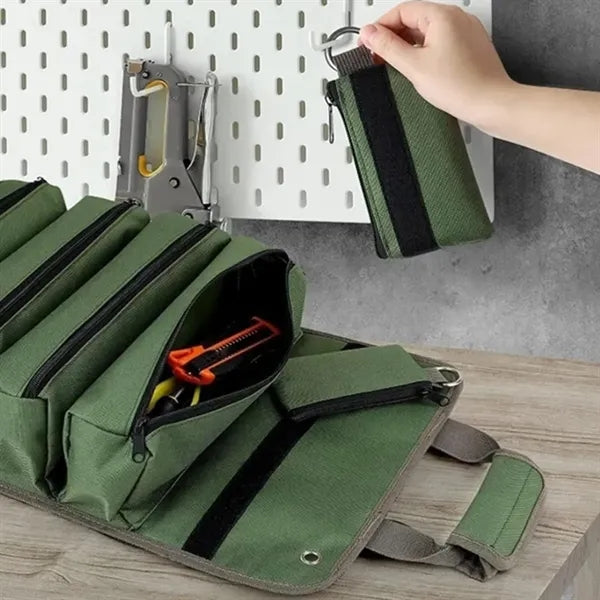 Roll-Up Tool Organizer Bag with Multiple Pockets