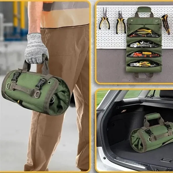 Roll-Up Tool Organizer Bag with Multiple Pockets