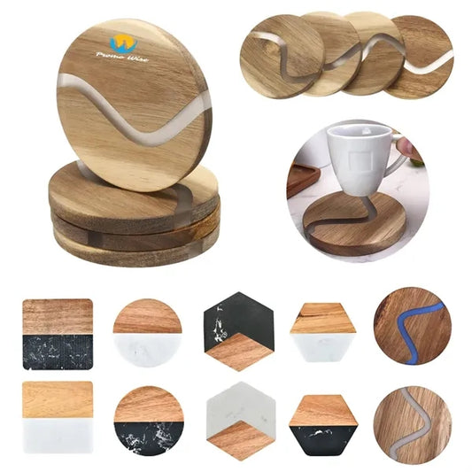 Resin Coaster Acacia Wood Cup Insulation Pad