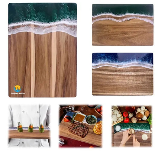 Wave Resin Cutting Board Spliced Acacia Wood