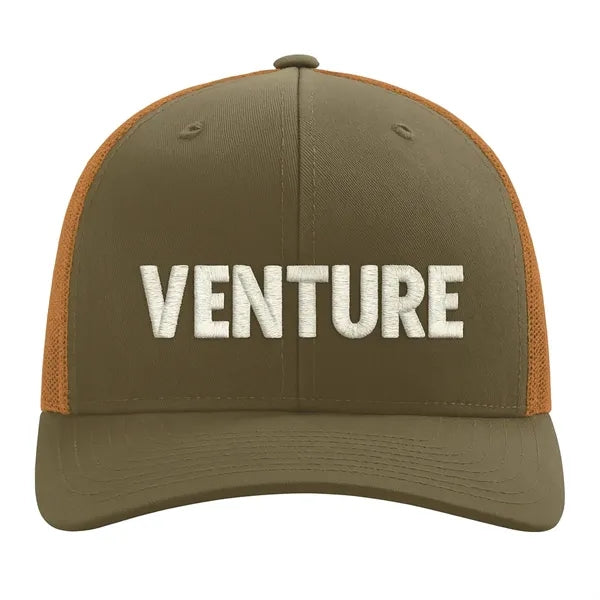 Richardson Mesh Snapback Hat w/Leather Patch or Embroidery