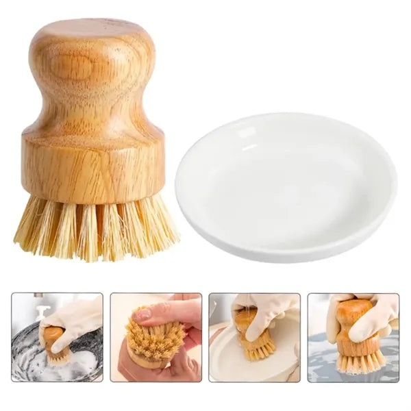 Eco-Friendly Bamboo Scrub Brush for Kitchen & Home
