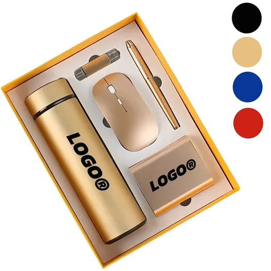 Business Gift Set Bottle Wireless Mouse Pen USB Drive