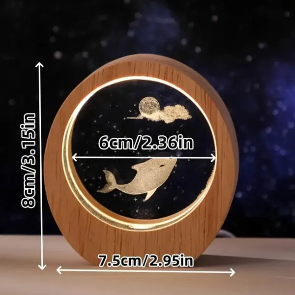 3D Engraved Glass Globe Night Light