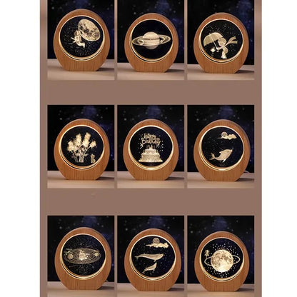 3D Engraved Glass Globe Night Light