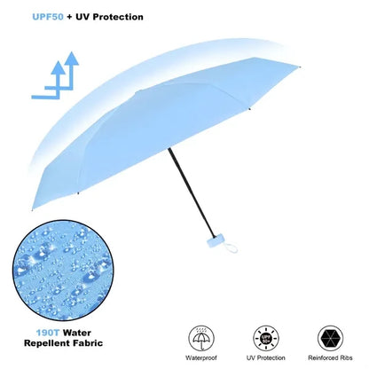 Mini Umbrella With Carrying Case - 38'' Arc 6 Panel