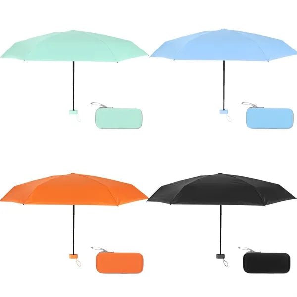 Mini Umbrella With Carrying Case - 38'' Arc 6 Panel