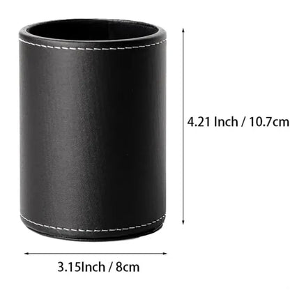 Desktop PU Leather Round Pen Holder