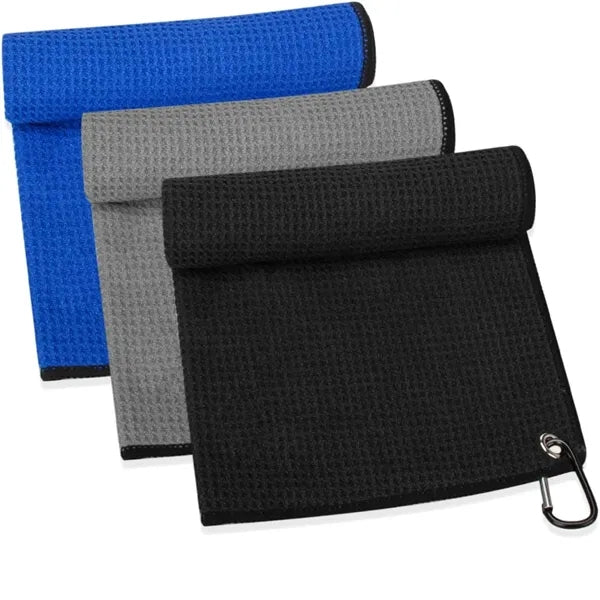Microfiber Waffle Pattern Golf Towel For Carabiner Clip
