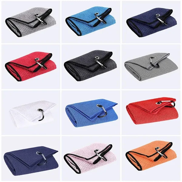 Microfiber Waffle Pattern Golf Towel For Carabiner Clip
