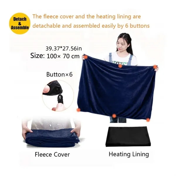 USB Heated Warm Fleece Blanket