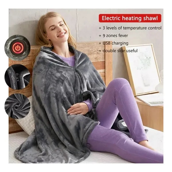 Wearable USB Heated Blanket Shawl