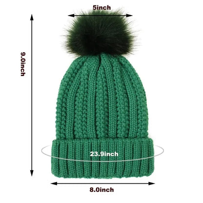 Satin Lined Knit Beanie with Pom for Winter Hair Care