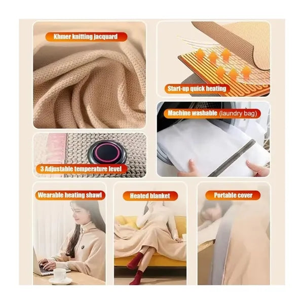 2-in-1 Heated Shawl & Blanket (59" x 31.5")
