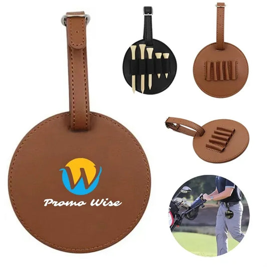 Leather Golf Holder Accessories Storage with 5 Tees Set