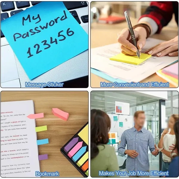 School office work page markers colored sticky notes tabs
