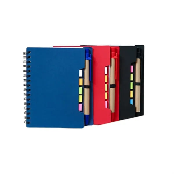 Customizable Kraft Paper Coil Notebook with Sticky Notes